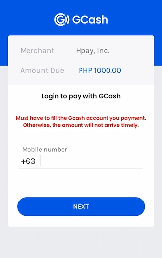 Step 3: Log in to your GCash account to make payment